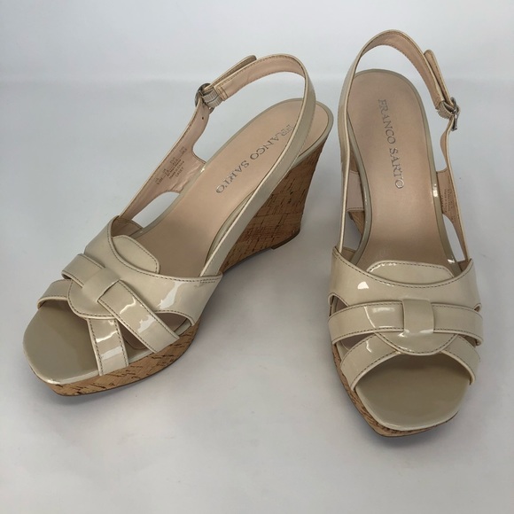 FRANCO SARTO Square Toe Cork Wedge Size 9.5 - Picture 4 of 8